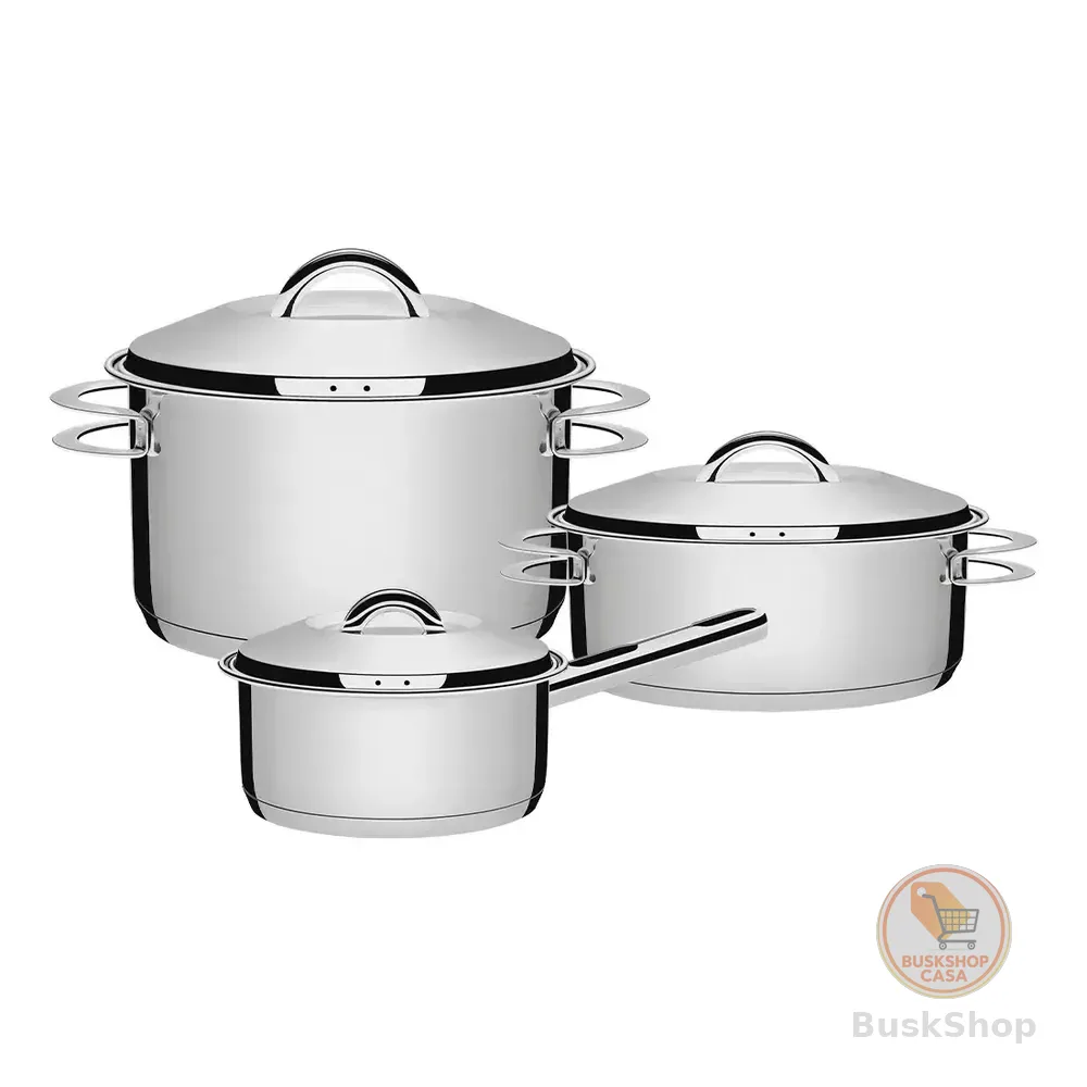 Jogo Panelas Tramontina Inox 3 Pçs Saudável Atóxica Solar