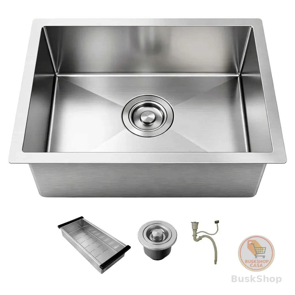 Cuba de Cozinha Quadrada 44x44 Gourmet com Acessórios Premium Aço Inox 304 Escovada Prata Brinovar