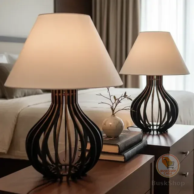 2 Abajur De Madeira Criado Mudo Decoração Quarto Escritório