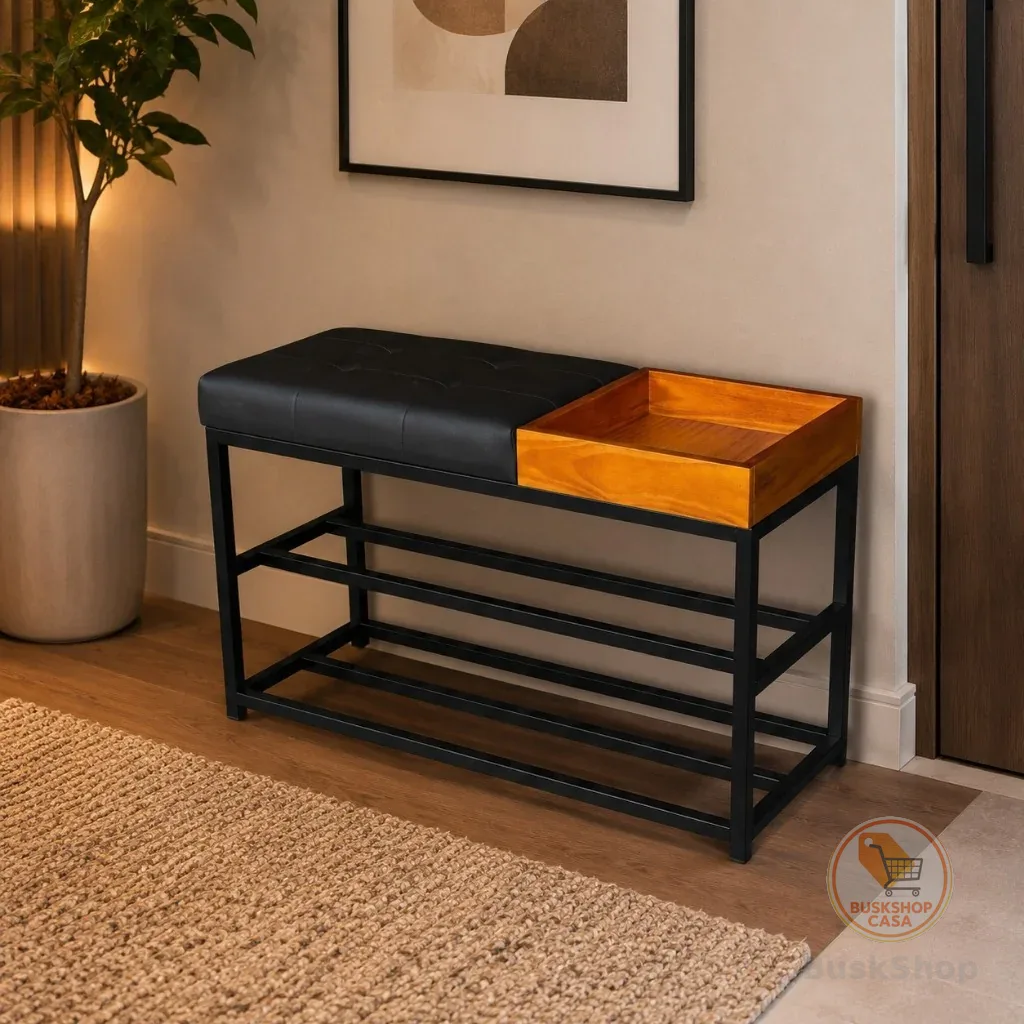 Sapateira Banco Banquinho Estofado Para Casa 80cm Aparador Luxo
