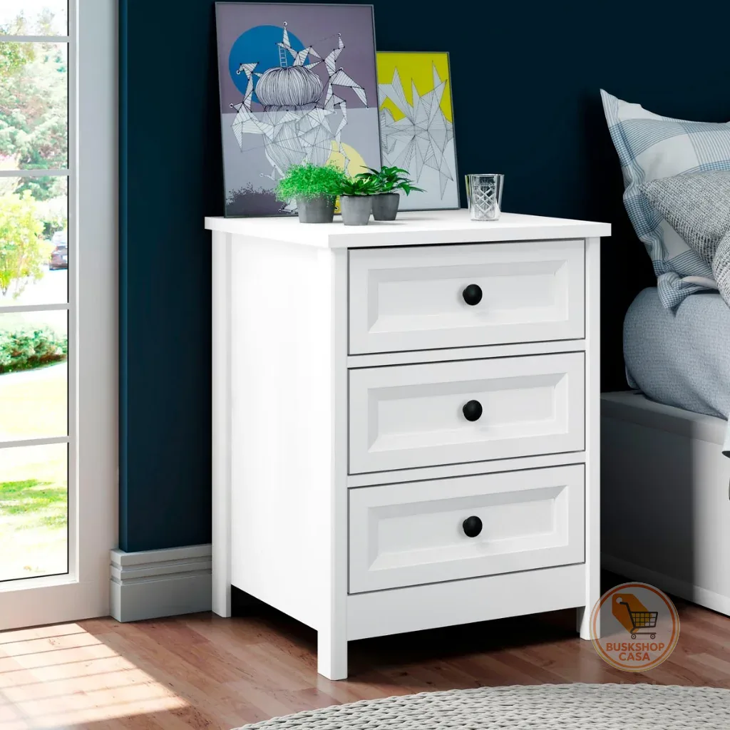 Mesa de Cabeceira Ditália 3 Gavetas DM-111 Branco