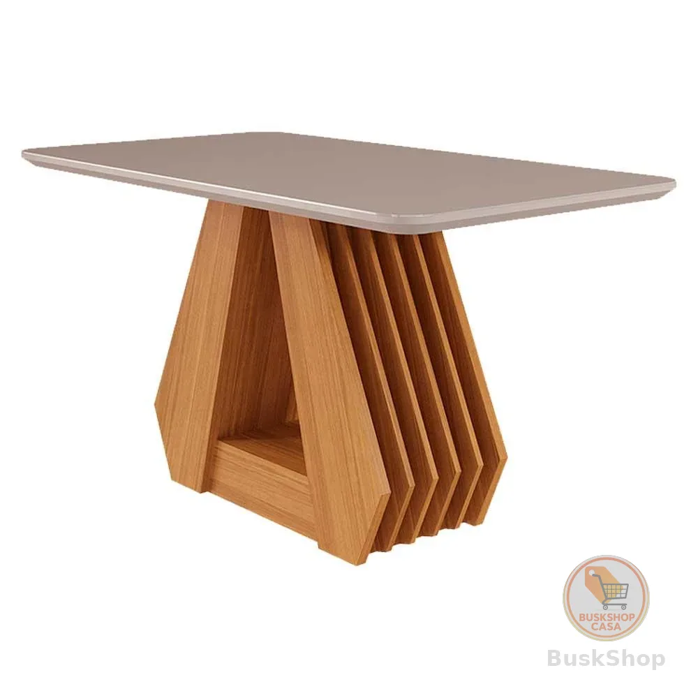Mesa para Sala de Jantar Agata 130 x 80 cm com Tampo MDF/Vidro Cimol Nature/Off White