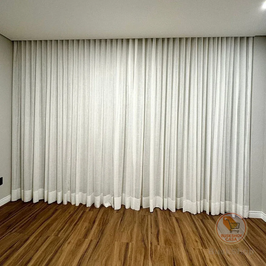 Cortina Trilho Suíço Duplo Gaze de Linho com Blackout 100% Vedação em tecido Luxo