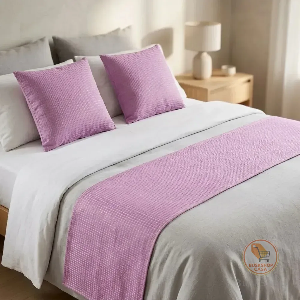 Kit Peseira Piquet Casal + 02 Capas De Almofada Quarto Sala Rose Lisa