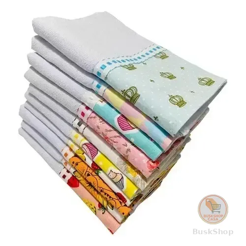 Pano De Prato Barrado Atacado Premium Kit Com 10 Peças