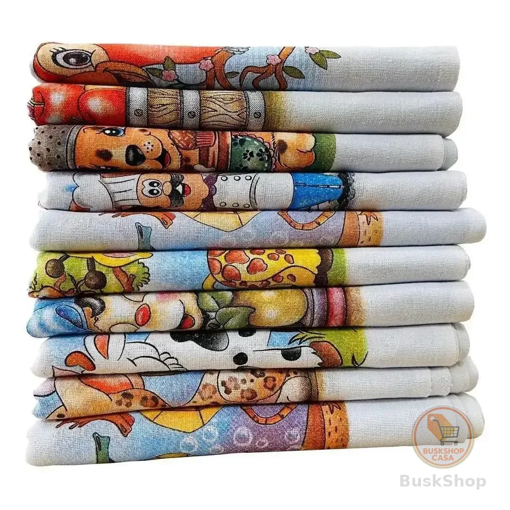 Pano De Prato Atacado Premium Estampado Kit Com 10 Peças