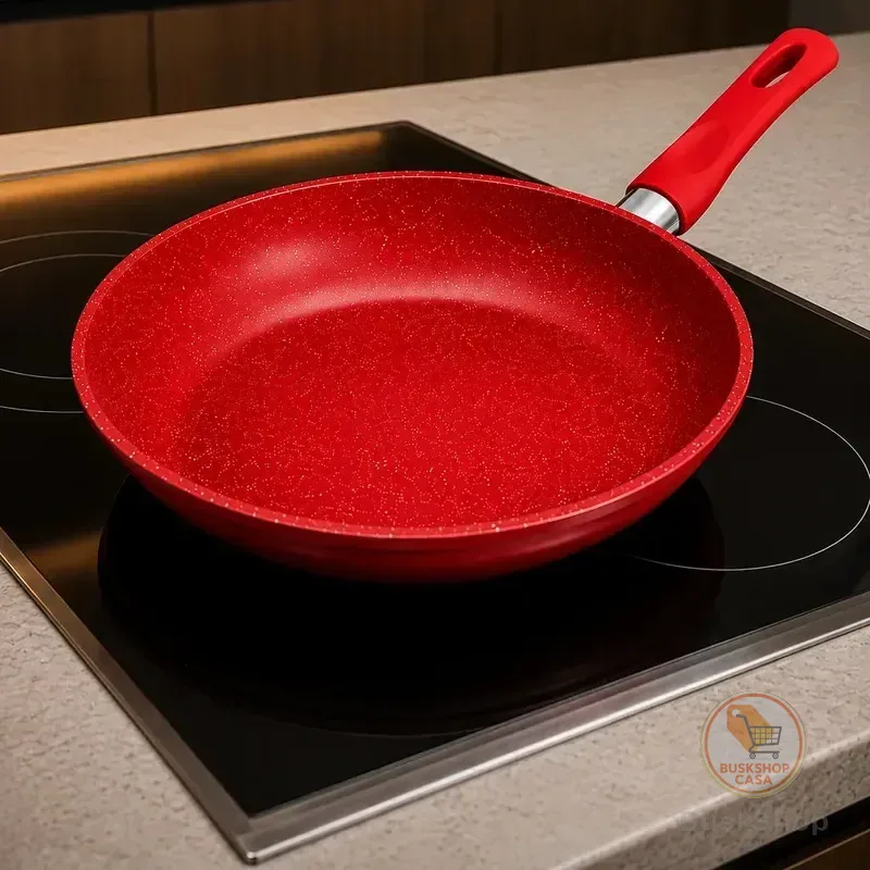 Frigideira Cerâmica 24cm Vermelha Antiaderente Á Gás Indução Vermelho