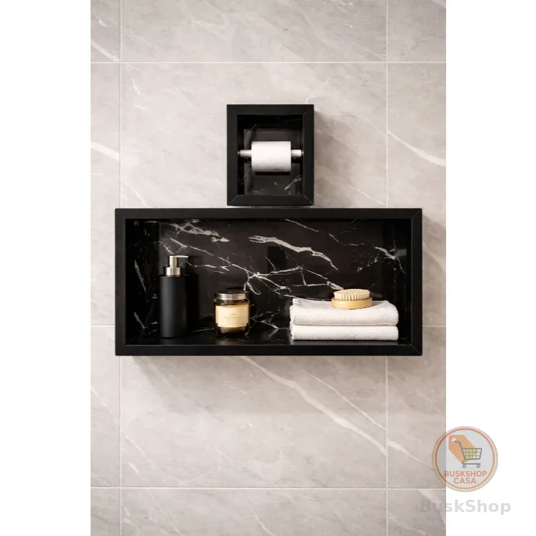 Kit Nicho Banheiro Embutido Porcelanato + Porta Papel Premium