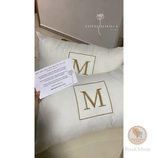 Par De Almofadas Personalizadas Bordadas 1 Inicial Letra Premium ( 2 unidades) Com Enchimento