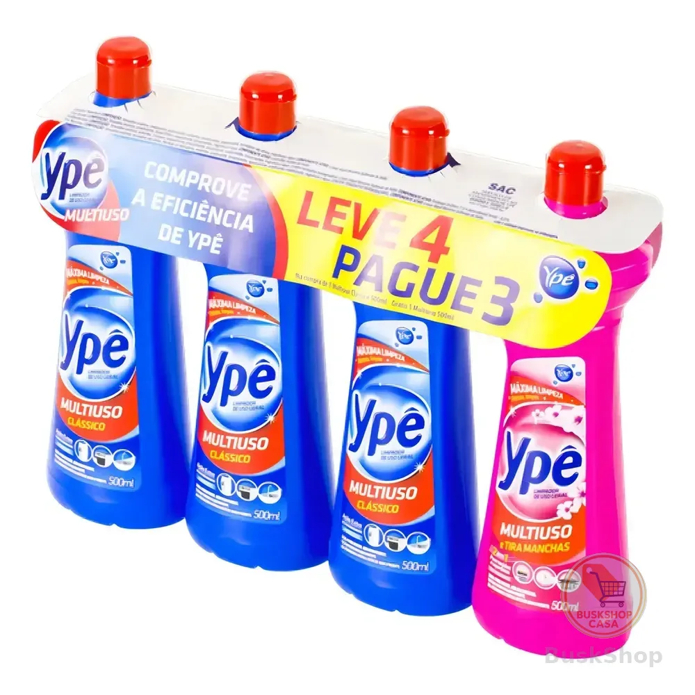 Limpador Multiuso 2 Em 1 Ypê 500ml Pack 4 Unidades