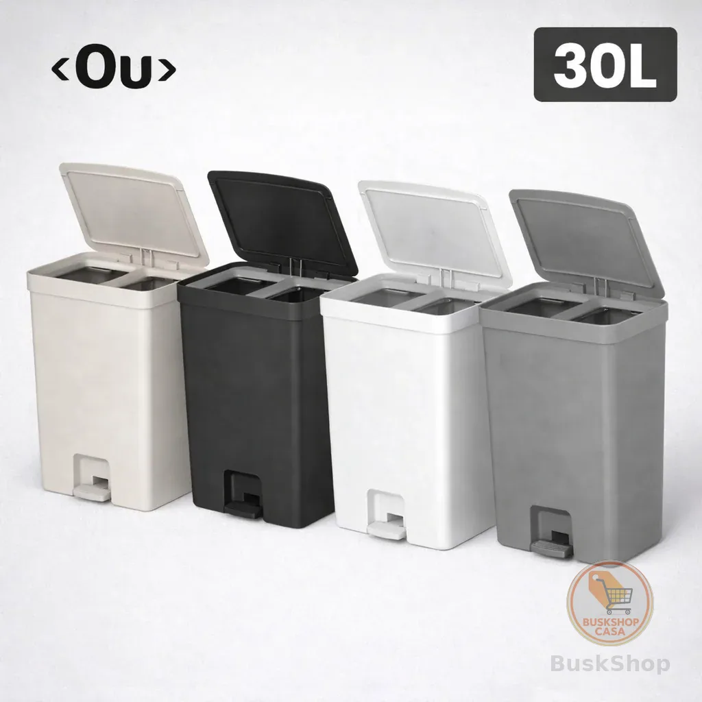 Lixeira Dupla 30L com Pedal para Cozinha – Coleta Seletiva Orgânico e Reciclável OU Trium