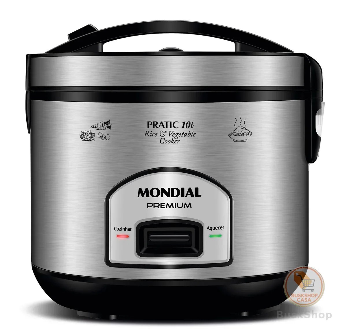 MONDIAL Panela Elétrica de Arroz, Preto/Inox, 700W, 220V - PE-42-10X