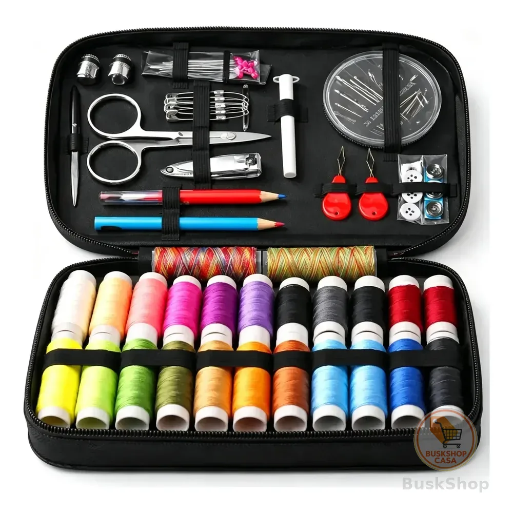 Kit 96 Pcs De Costura Completo Com Para Reparo Com Estojo Preto