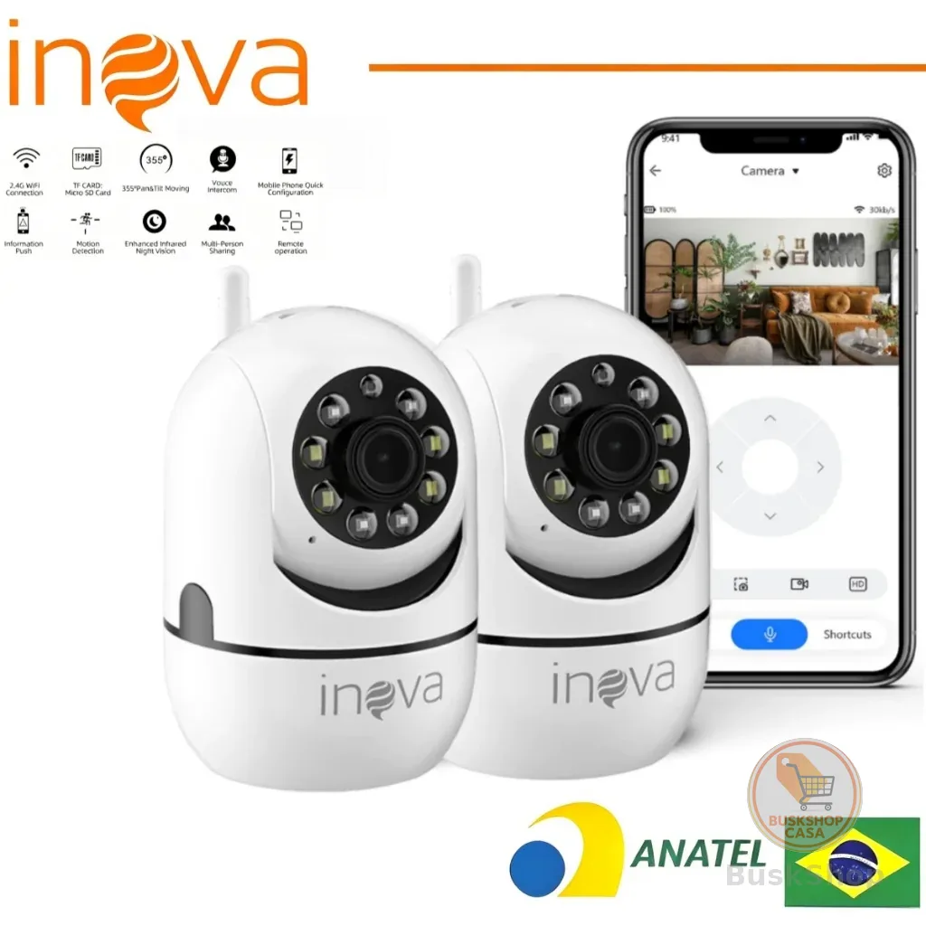 INOVA Wifi Babá Eletrônica Câmera segurança Sem Fio Visão Noturna 1080P 360° Câmera audio YOOSEE