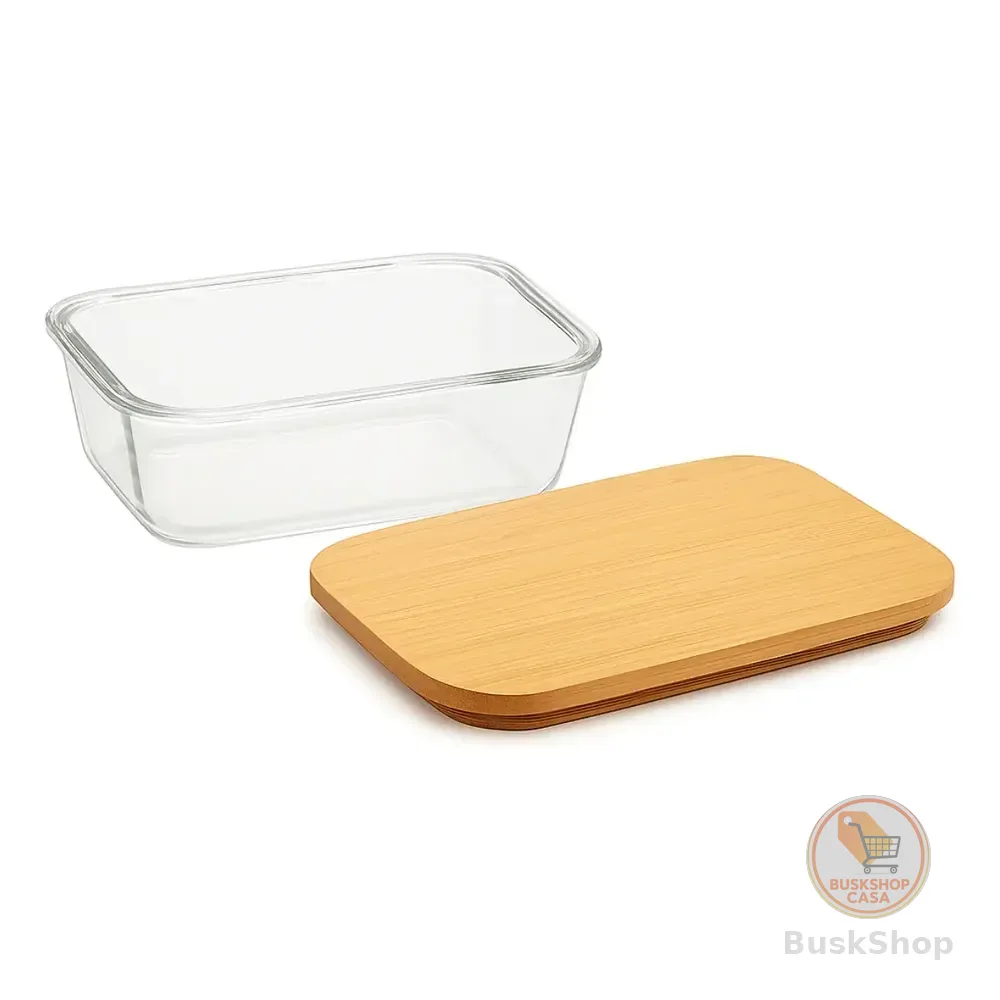 Pote Marmita Vidro Hermético Tampa Bambu Freezer 1520ml Azul-claro