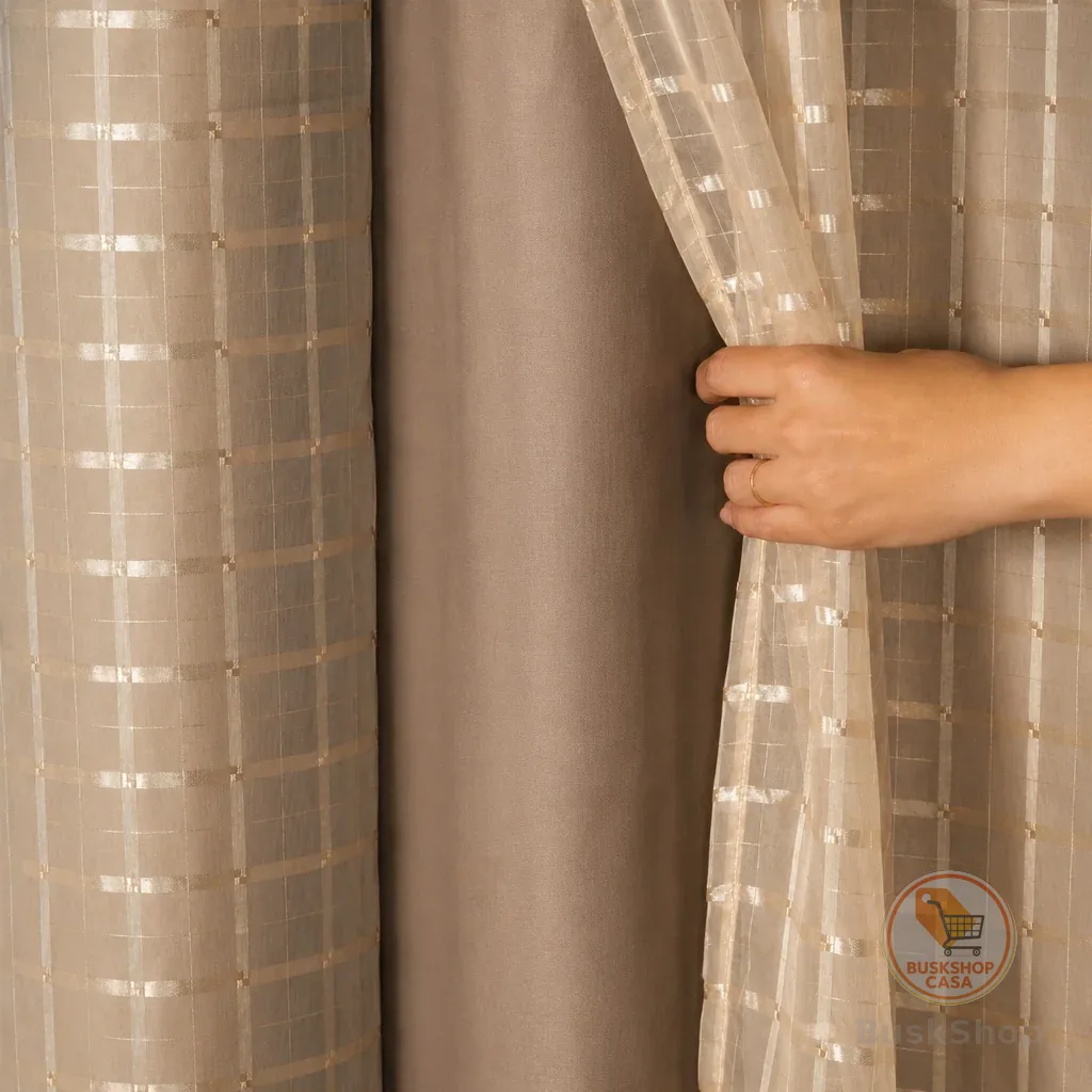Cortina Blackout PVC Voil Xadrez 1,40 × 1,70 / 2,00 X 1,40