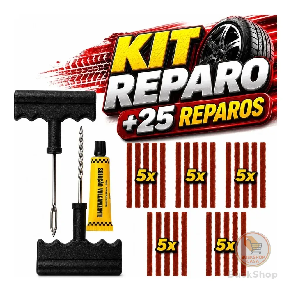 Kit Reparo Pneus 25 Remendo Macarrão Carro Moto Sem Câmara