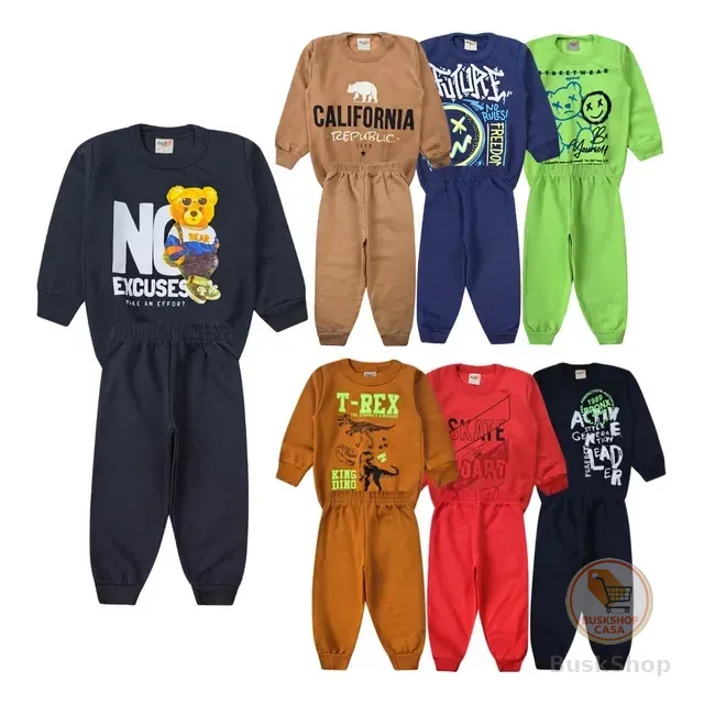 Kit 6 Peças Moletom Menino Infantil Inverno Atacado Barato