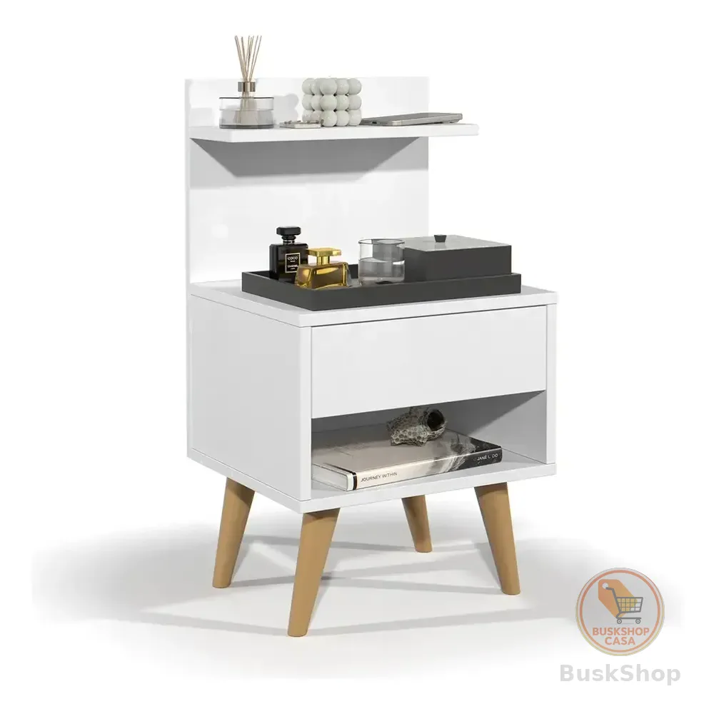 Mesa De Cabeceira Retro 1 Gaveta Mesinha Quarto Nicho Decor Cor Branco