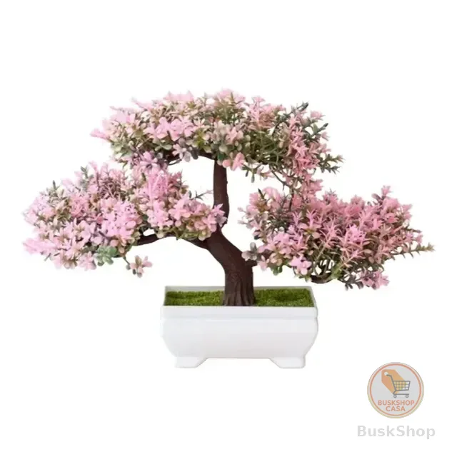 Planta Bonsai Vaso Artificial Flores Realista Decoração Mesa