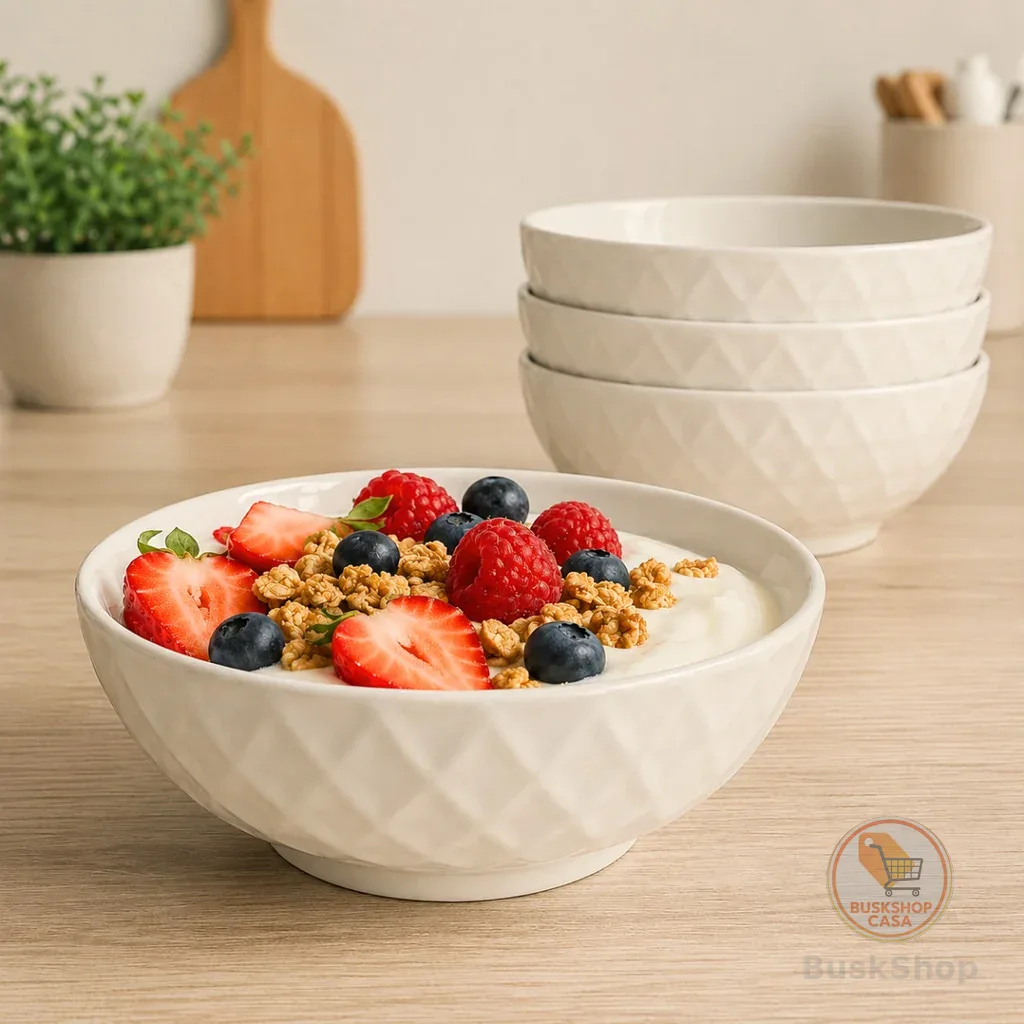 Kit 4 Cumbucas de Cerâmica 500ml para Caldo e Sopa Tigelas de Porcelana Frutas Bowls Cerâmica Salada