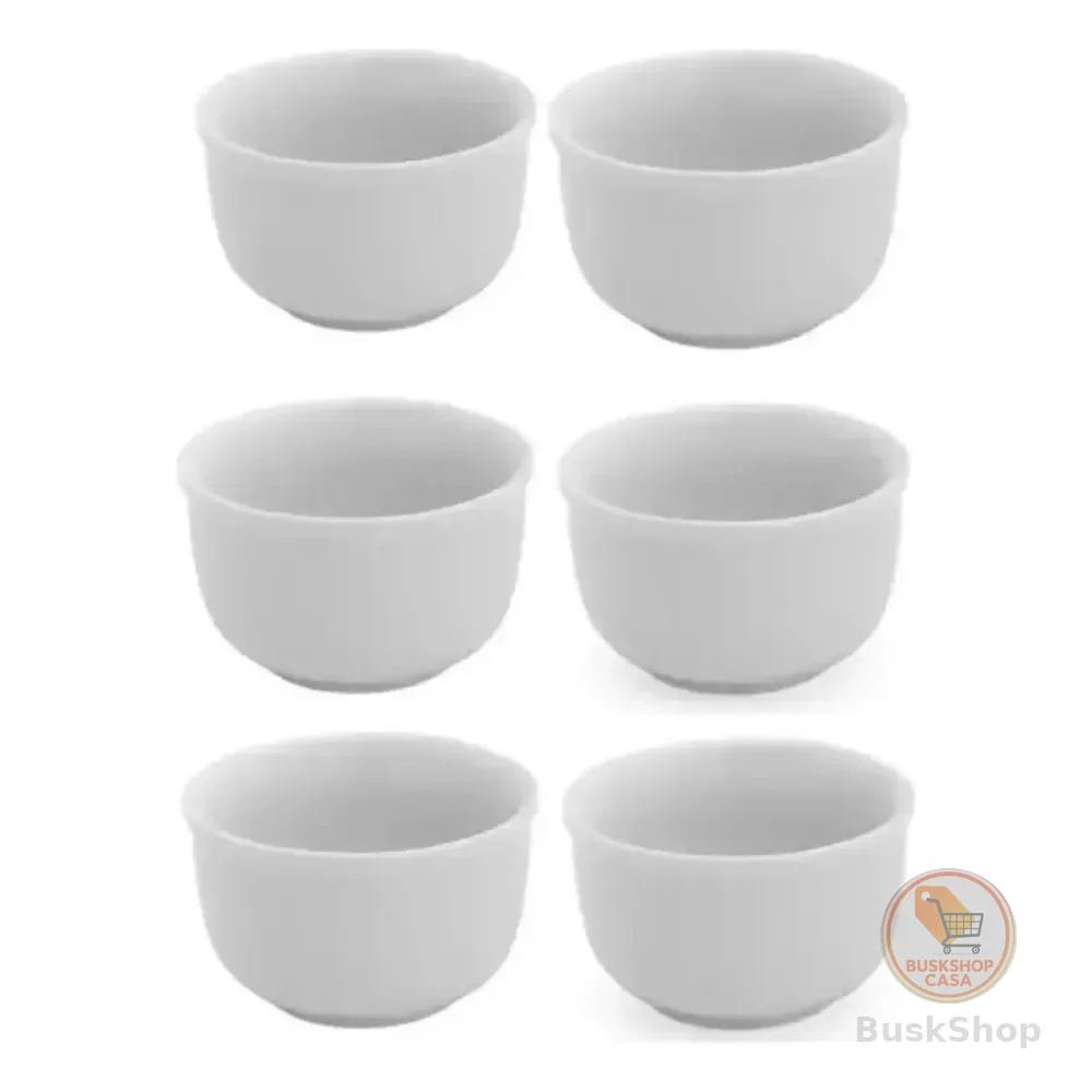 Kit 6 Cumbuca Bowl Porcelana Tigela Açaí Caldos Sopas 470ml Branco