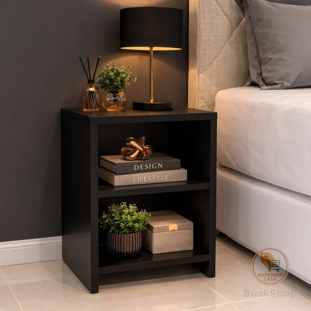 Mesa de Cabeceira com Nicho Organizador para Quarto – Moderna e Compacta 60