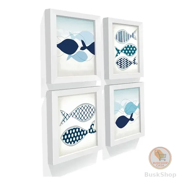 Kit Quadro Decorativo Sala Cozinha Banheiro Lavabo Peixes