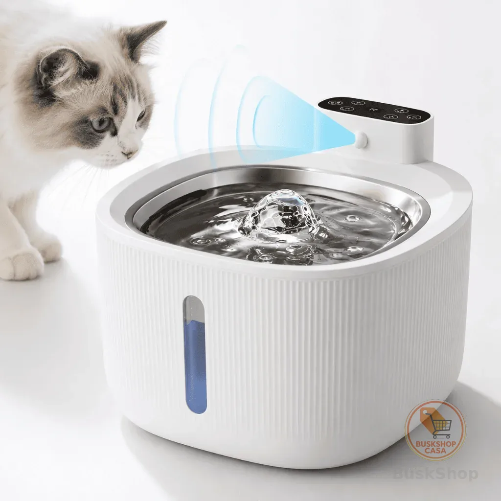 Bebedouro Automático Pet Sem Fio com Sensor Inteligente Filtro e Bomba Sileciosa para Gatos e Cãoes