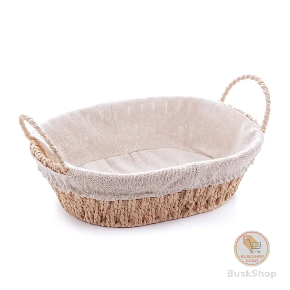 WOLFF - Cesta Oval com Alça em Papel com Forro em Tecido 30,5cm x 21cm x 12cm