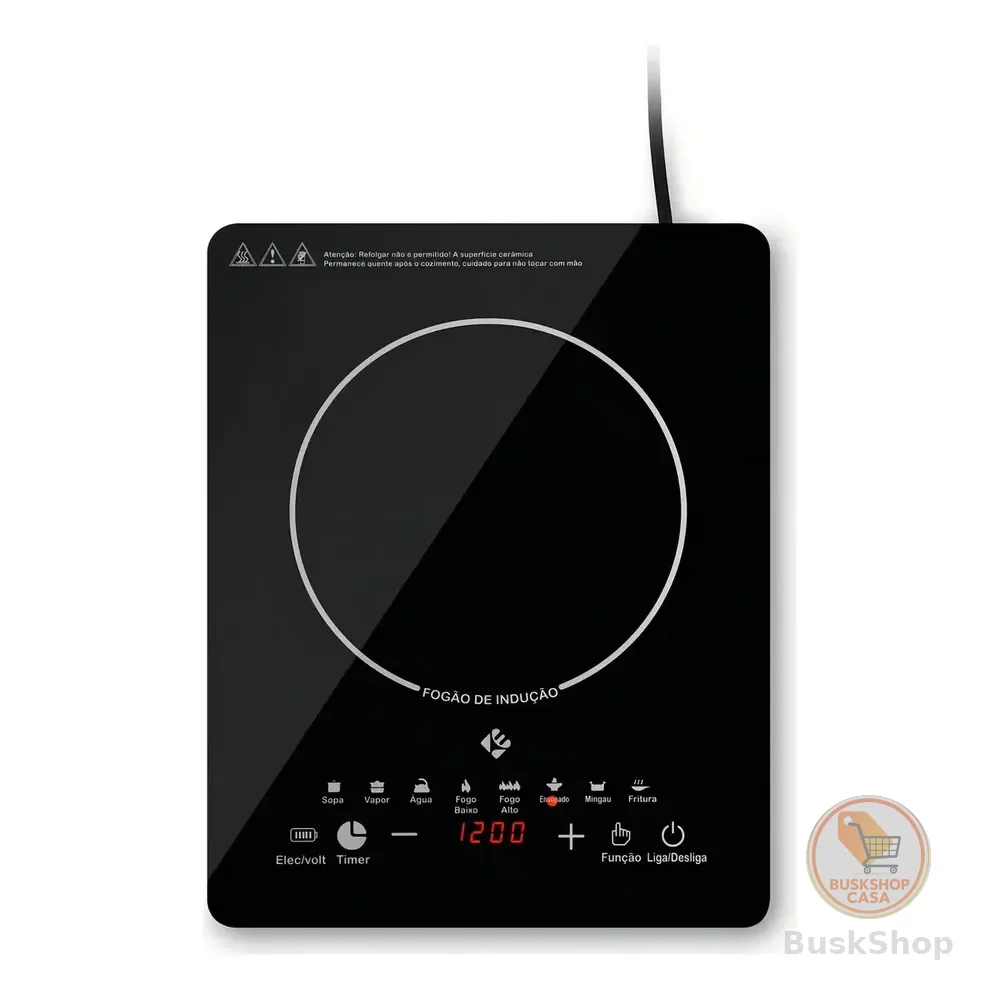 Cooktop De Indução 1 Boca Preto Com Trava De Segurança Painel Touch Screen