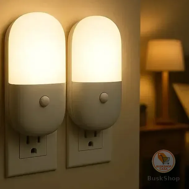 Kit 2 Luminárias Tomada Mini Abajur Infantil Led Luz Noturna Quarto Bebê Decoração Econômica Compacta Segurança Corredor Presente Criativo Iluminação Automática Moderna Charmosa Branco