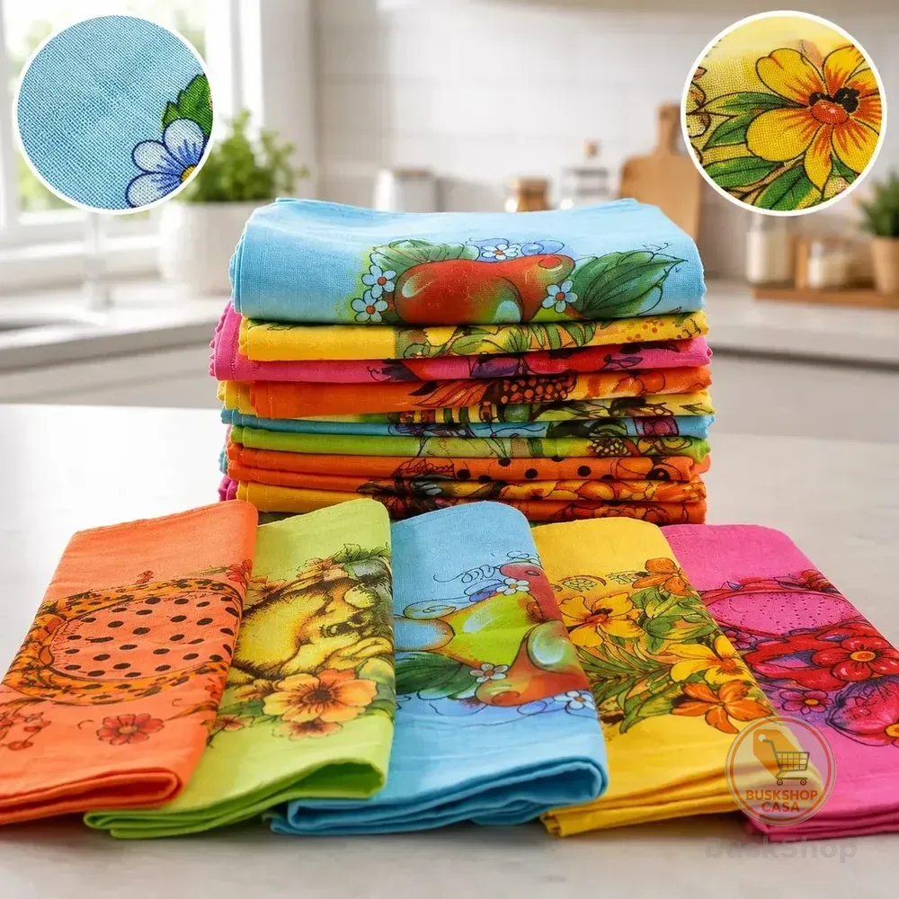 Pano Prato Atacado Estampado Colorido Premium Kit 10 Peças
