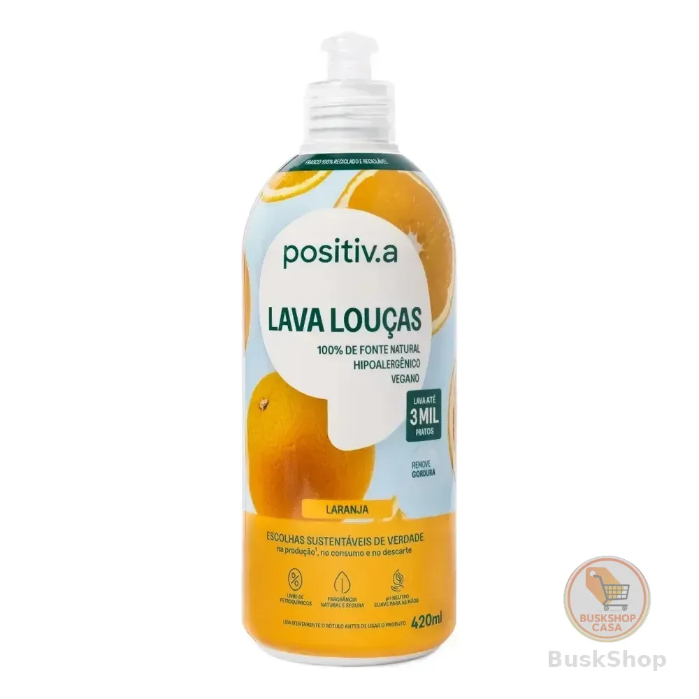 Detergente Líquido Laranja Vegano Hipoalergênico Positiva 420ml