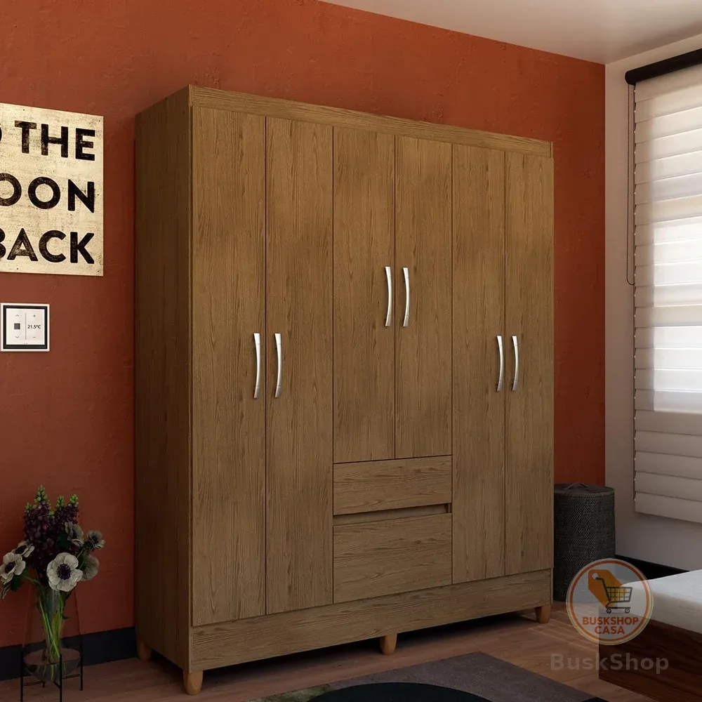 Guarda-Roupa Casal New Brusque 6 Portas 2 Gavetas Pintura UV Bartira