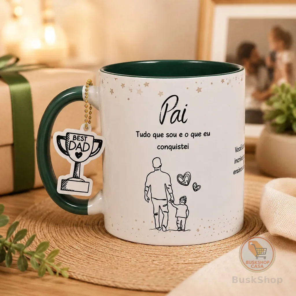 Caneca Pai meu Maior Exemplo com Tag e Caixa