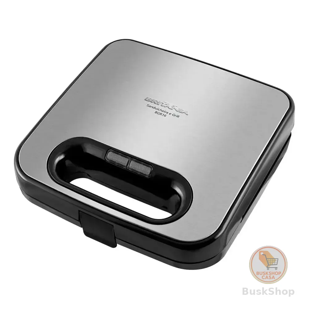 Sanduicheira E Grill Britânia Bgr16 2 Em 1 Redstone 750w Cor Preto e Prata
