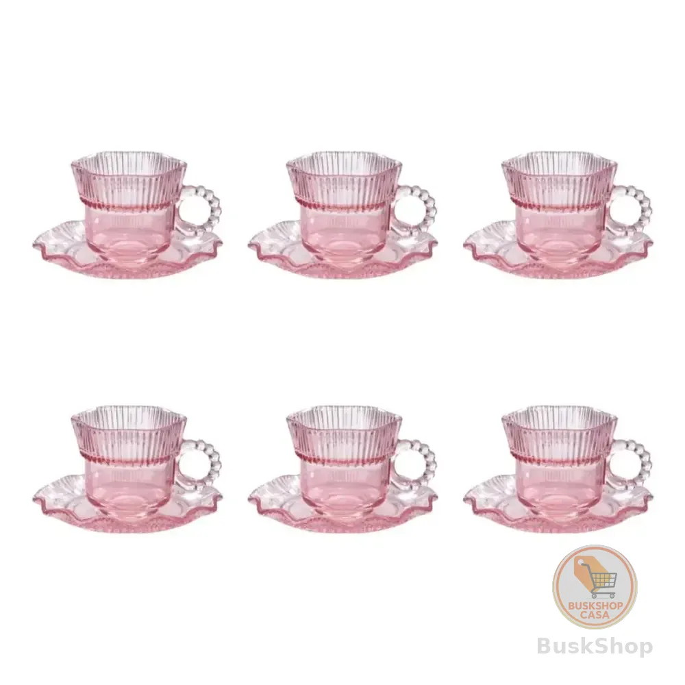 Jogo De Xicara E Pires Lynx Rose 100ml 12 Peças Rose