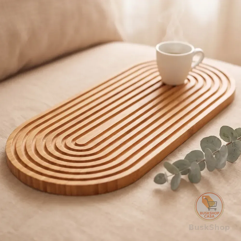 Bandeja De Bambu 40cm Decorativa E Organizadora Servir Café