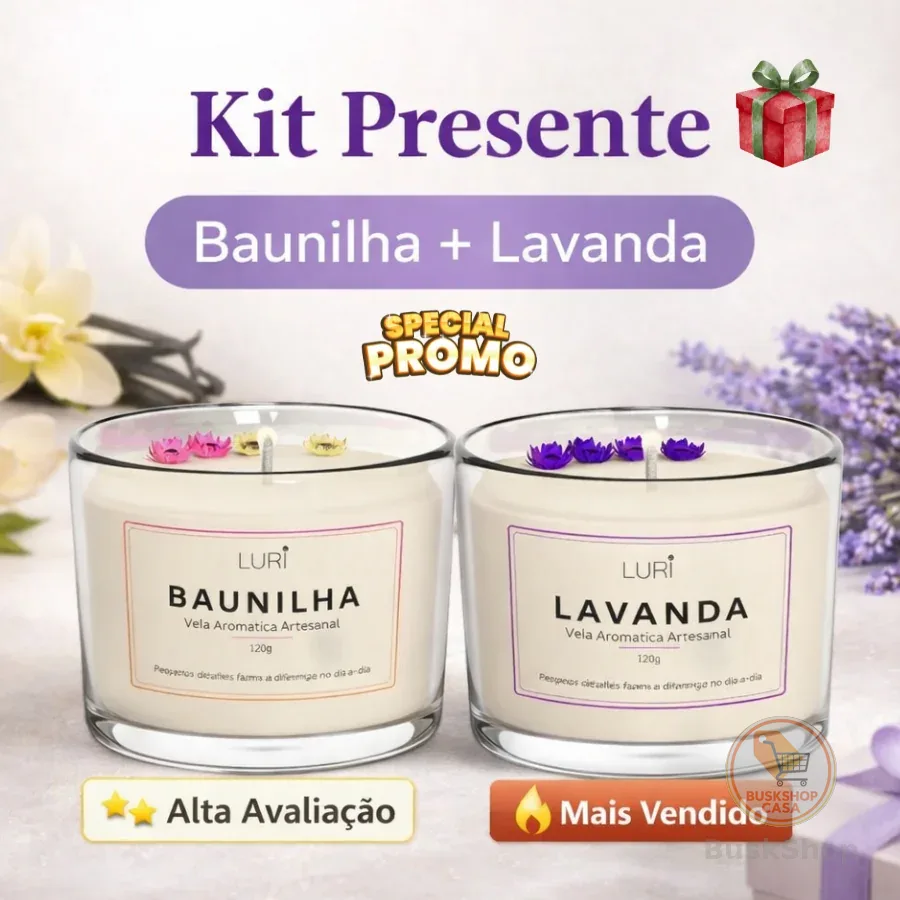 Kit 2 Velas Aromáticas Baunilha & Lavanda 120g LURI