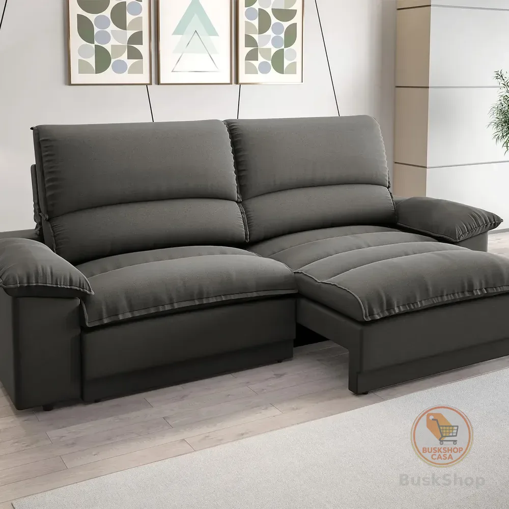 Sofá Plaza 2m Molas No Assento Ret Rec Velosuede - Netsofas