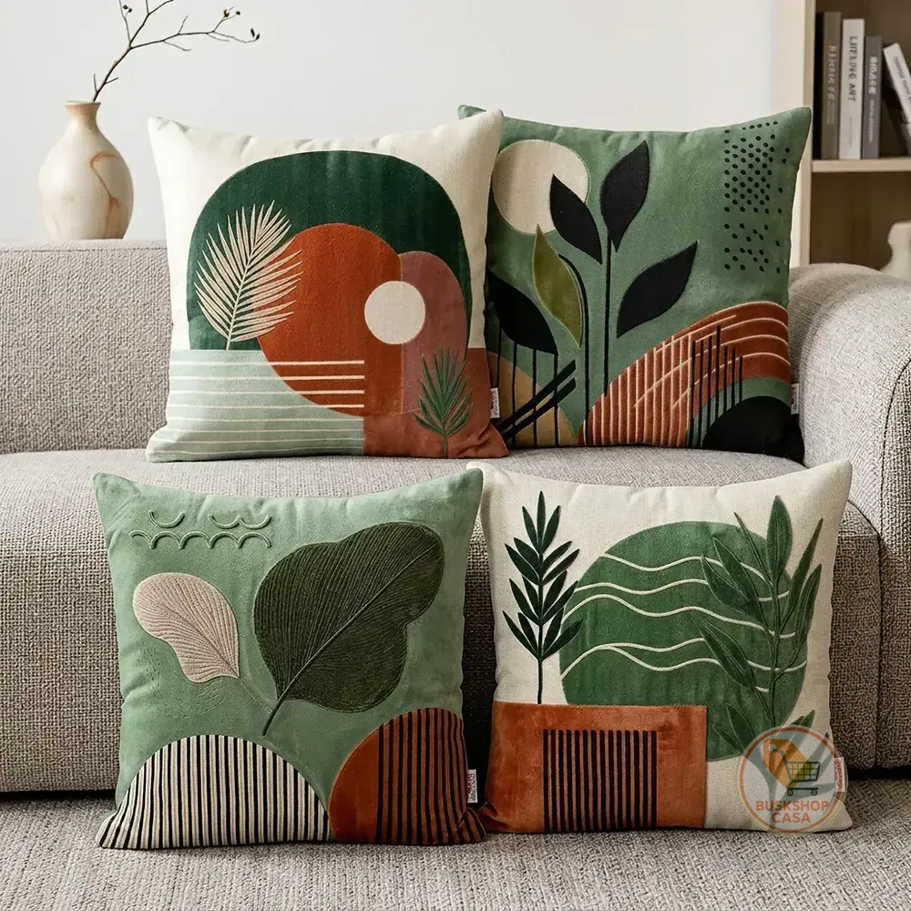 Kit 4 Capas De Almofadas Decorativas Floral Para Sofá 40x40