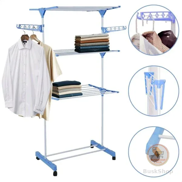 Varal De Chão Vertical Para Roupas 3 Andares Dobrável Portátil Grande