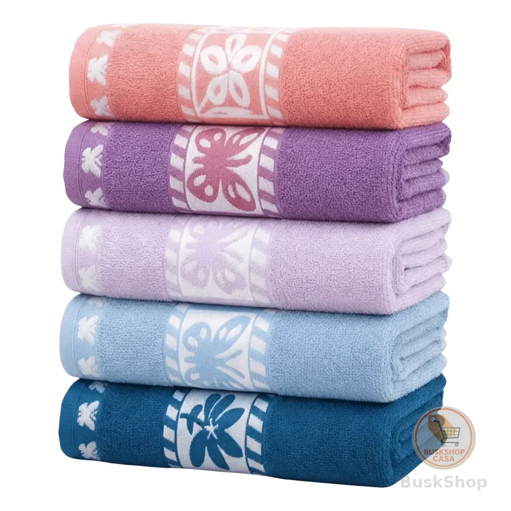 Kit 5pçs Toalha De Banho 70x140cm 100% Algodão Alta Absorção Sortido Estampa Difiori