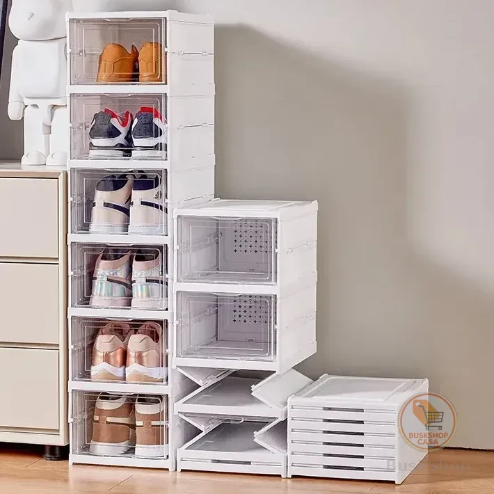 Sapateira Dobrável de Plástico com 6 Prateleiras Para 12 Pares – Branco