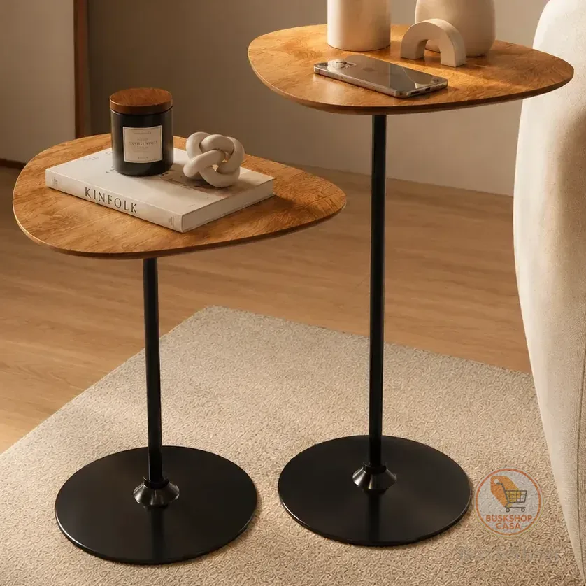 Kit 2 Mesas Orgânica Industrial Lateral Sala Apoio Decoração