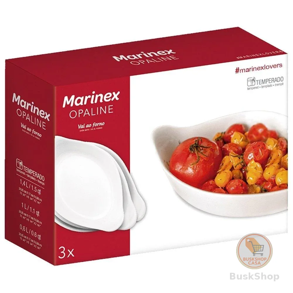 Conjunto Assadeira Marinex Opaline Oval 0,6/1,0/1,4L 3 Peças
