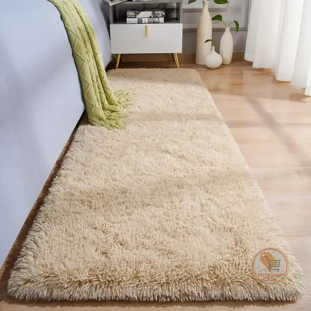 Passadeira Felpuda Bege Corredor 2m Texfine Poliéster Sala Quarto Cozinha