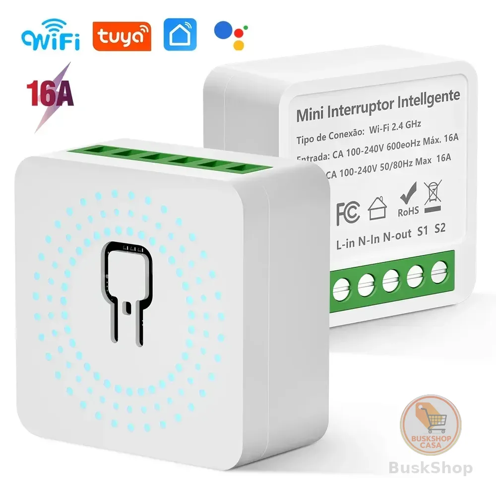 Interruptor Inteligente Wifi Forestry Mini 1ch 16a Alexa Tuya Smart Life Google Assistant Interruptor Inteligente Modulo Mini Relé Automação 100-240v Smart Switch Interruptor Inteligente Dimmer
