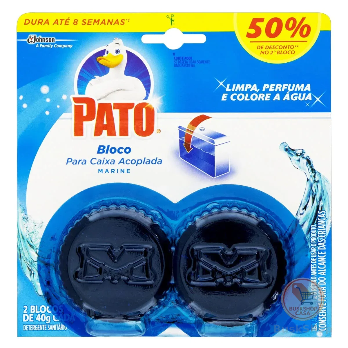 Pato Desodorizador Sanitário Caixa Acoplada Marine, Limpeza Banheiro, 2 Discos